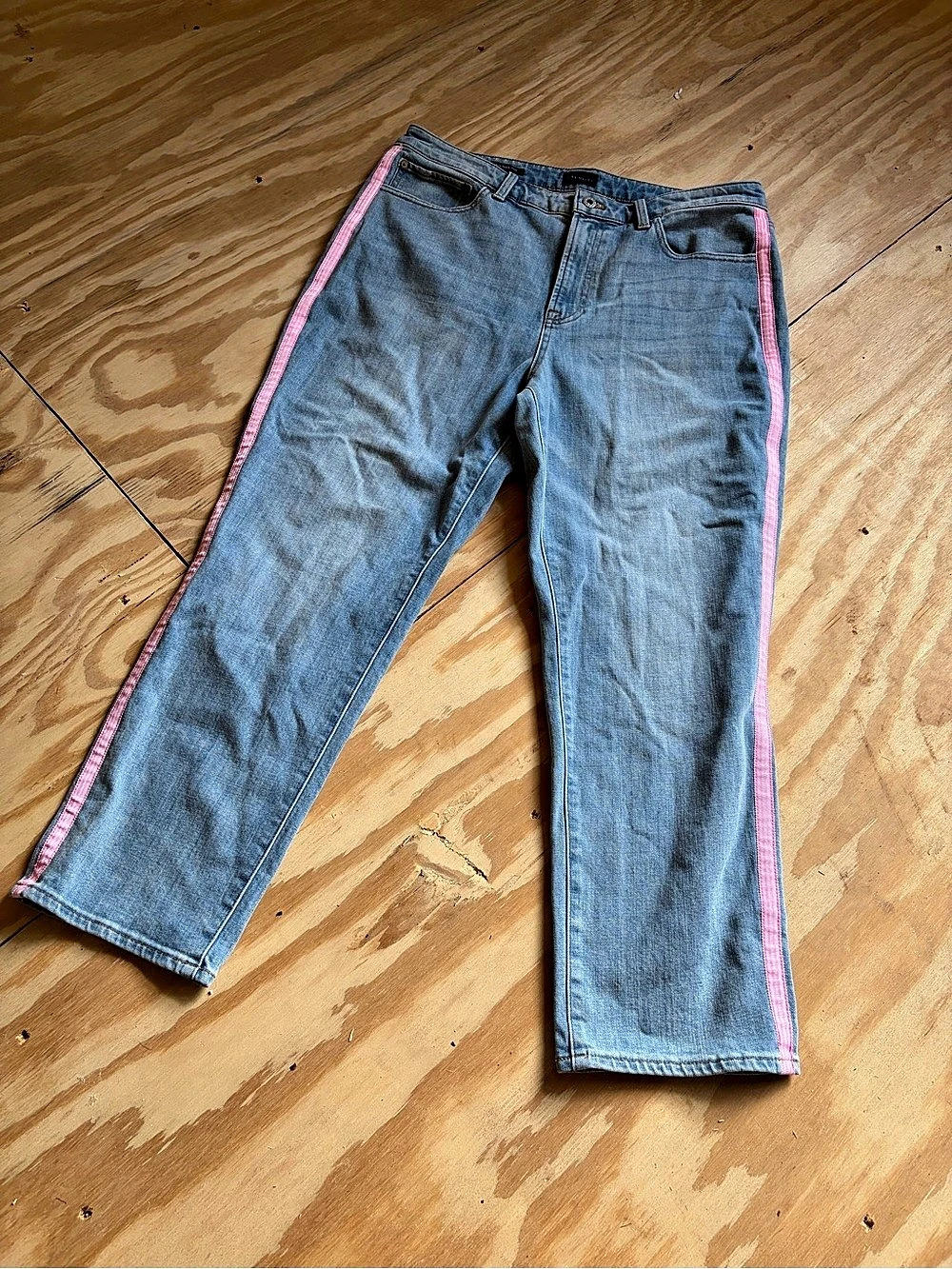 Talbots Modern Ankle Jean Color Block Ankle Jeans in Blue & Pink
